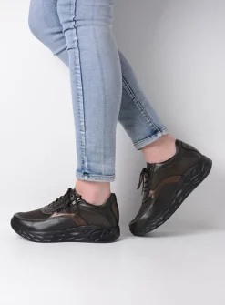 DAMES Wolky Lage Veterschoenen|Wandelschoenen<Vitality S2F - asfalt combi stretch leer