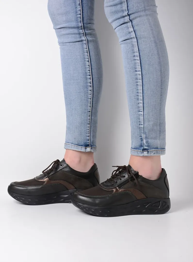 DAMES Wolky Lage Veterschoenen|Wandelschoenen<Vitality S2F - asfalt combi stretch leer