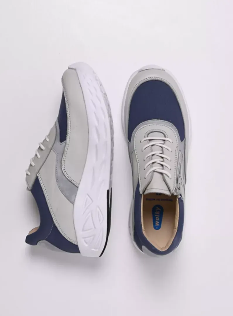 DAMES Wolky Lage Veterschoenen|Wandelschoenen<Vitality S2F - gebroken wit/jeans combi stretch leer