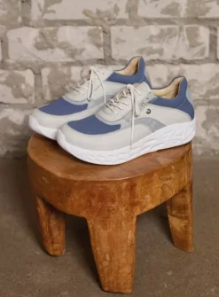 DAMES Wolky Lage Veterschoenen|Wandelschoenen<Vitality S2F - gebroken wit/jeans combi stretch leer