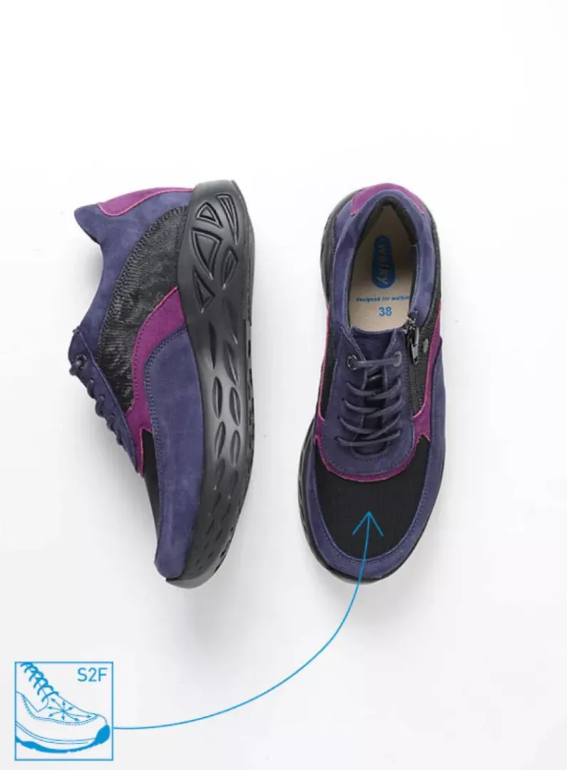 DAMES Wolky Lage Veterschoenen|Wandelschoenen<Vitality S2F - paars combi stretch leer