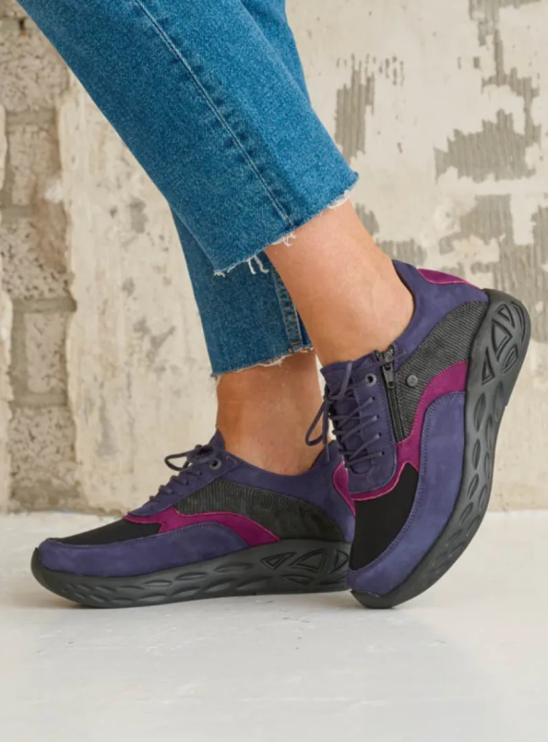 DAMES Wolky Lage Veterschoenen|Wandelschoenen<Vitality S2F - paars combi stretch leer