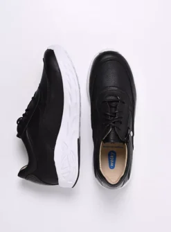 DAMES Wolky Lage Veterschoenen|Wandelschoenen<Vitality S2F - zwart/wit combi stretch leer