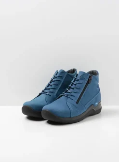 DAMES Wolky Hoge Veterschoenen|Wandelschoenen<Why - atlantisch blauw nubuck