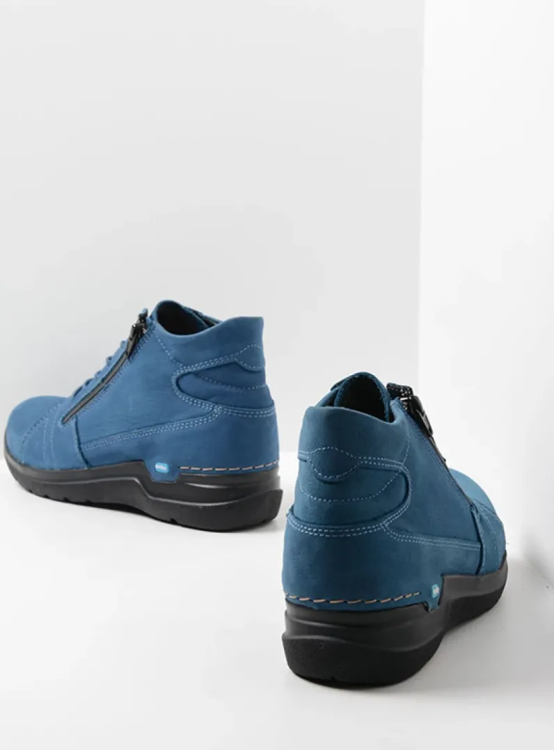 DAMES Wolky Hoge Veterschoenen|Wandelschoenen<Why - atlantisch blauw nubuck