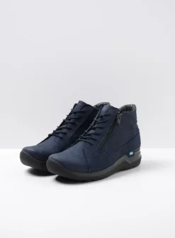 DAMES Wolky Hoge Veterschoenen|Wandelschoenen<Why - blauw nubuck