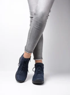 DAMES Wolky Hoge Veterschoenen|Wandelschoenen<Why - blauw nubuck