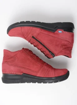 DAMES Wolky Hoge Veterschoenen|Wandelschoenen<Why - bordeauxrood nubuck