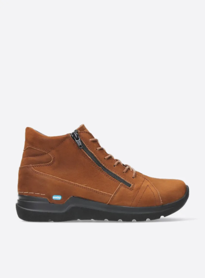 DAMES Wolky Hoge Veterschoenen|Wandelschoenen<Why - cognac nubuck