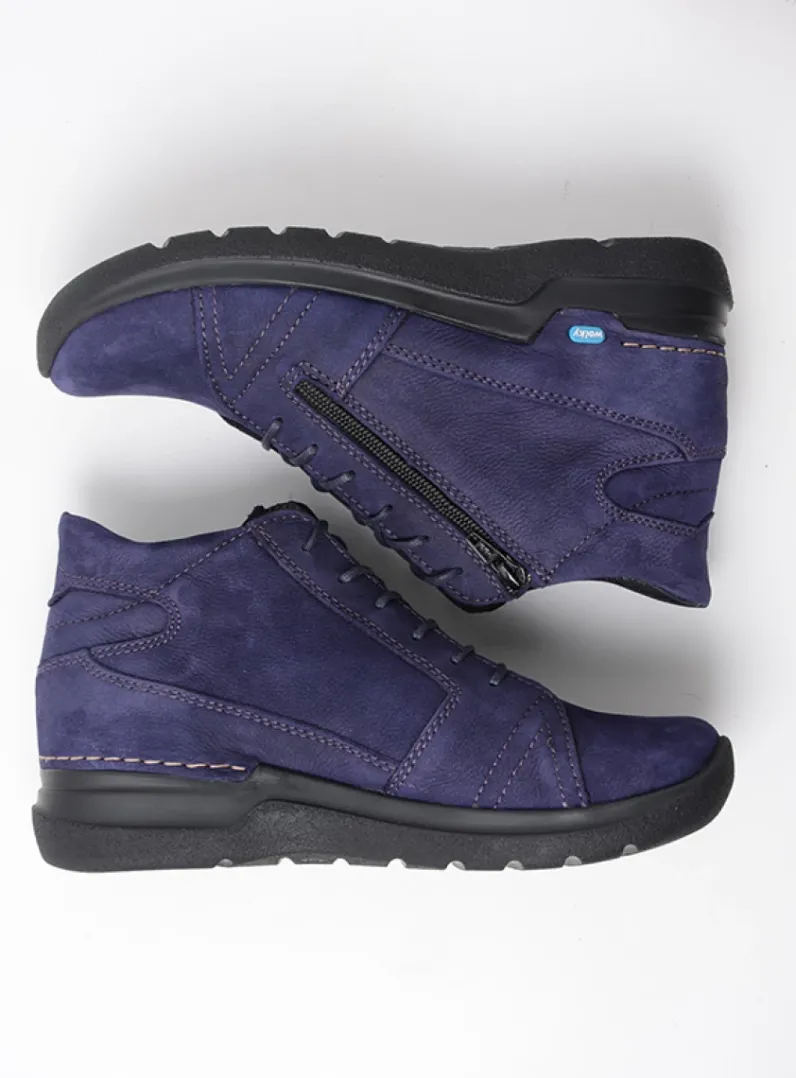 DAMES Wolky Hoge Veterschoenen|Wandelschoenen<Why - paars nubuck