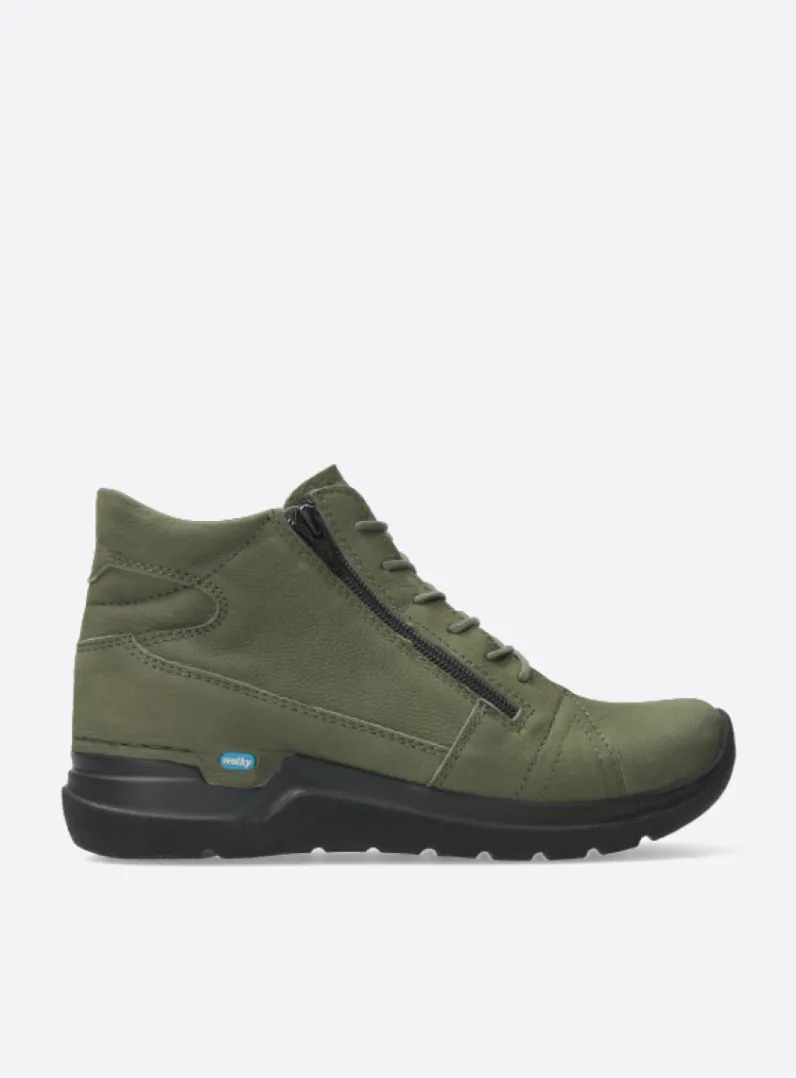 DAMES Wolky Hoge Veterschoenen|Wandelschoenen<Why - pesto groen nubuck