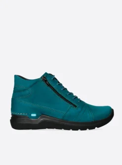 DAMES Wolky Hoge Veterschoenen|Wandelschoenen<Why - petrol nubuck