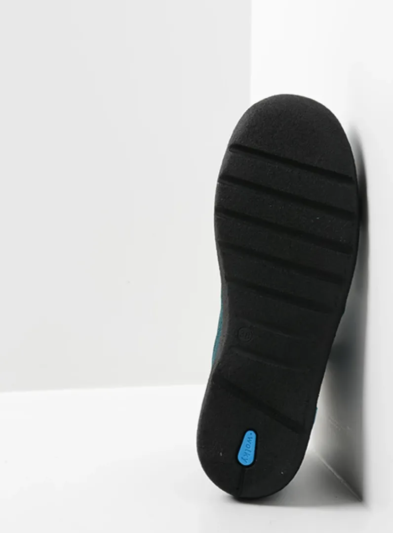 DAMES Wolky Hoge Veterschoenen|Wandelschoenen<Why - petrol nubuck