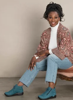 DAMES Wolky Hoge Veterschoenen|Wandelschoenen<Why - petrol nubuck