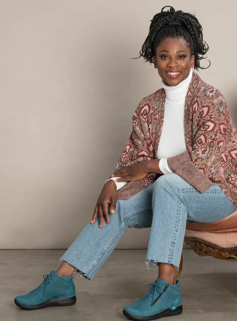 DAMES Wolky Hoge Veterschoenen|Wandelschoenen<Why - petrol nubuck