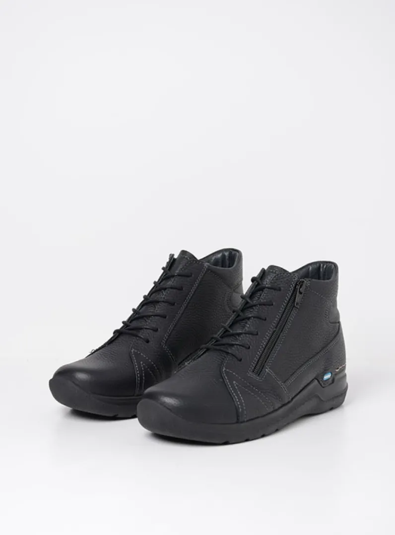 DAMES Wolky Wandelschoenen|Hoge Veterschoenen<Why - zwart leer