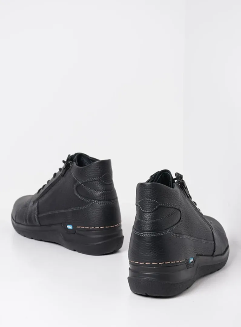 DAMES Wolky Wandelschoenen|Hoge Veterschoenen<Why - zwart leer