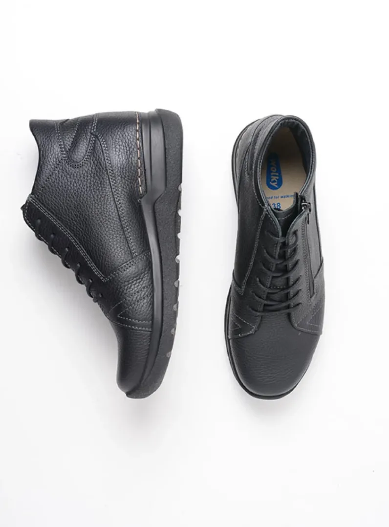 DAMES Wolky Wandelschoenen|Hoge Veterschoenen<Why - zwart leer