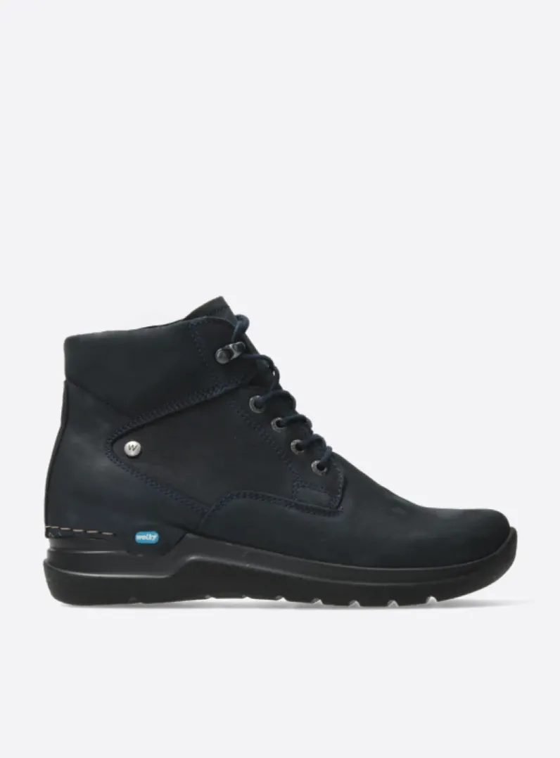 DAMES Wolky Hoge Veterschoenen|Wandelschoenen<Whynot - blauw nubuck