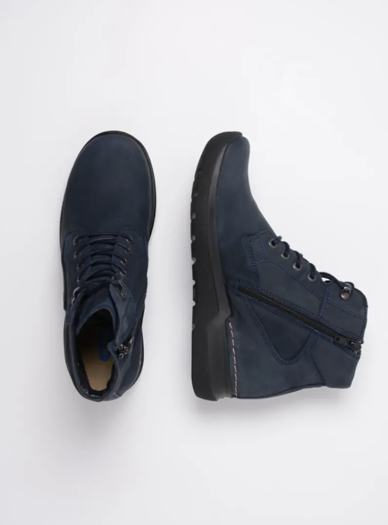 DAMES Wolky Hoge Veterschoenen|Wandelschoenen<Whynot - blauw nubuck