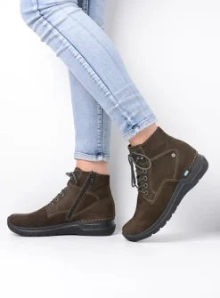 DAMES Wolky Hoge Veterschoenen|Wandelschoenen<Whynot - cactus nubuck