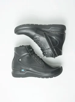 DAMES Wolky Hoge Veterschoenen|Wandelschoenen<Whynot - zwart leer