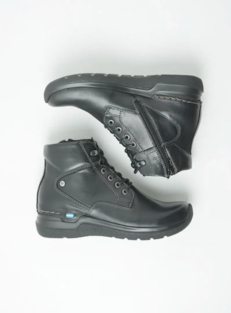 DAMES Wolky Hoge Veterschoenen|Wandelschoenen<Whynot - zwart leer