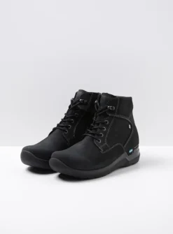 DAMES Wolky Hoge Veterschoenen|Wandelschoenen<Whynot - zwart nubuck