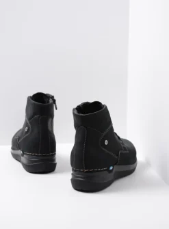 DAMES Wolky Hoge Veterschoenen|Wandelschoenen<Whynot - zwart nubuck