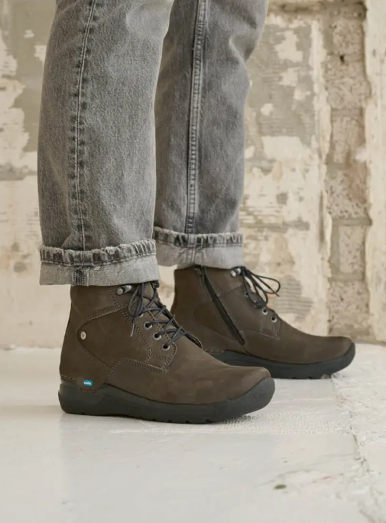 DAMES Wolky Hoge Veterschoenen|Wandelschoenen<Whynot HV - asfalt nubuck
