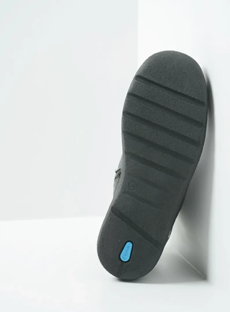 DAMES Wolky Hoge Veterschoenen|Wandelschoenen<Whynot HV - zwart leer