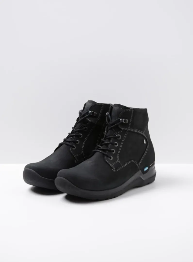 DAMES Wolky Hoge Veterschoenen|Wandelschoenen<Whynot HV - zwart nubuck
