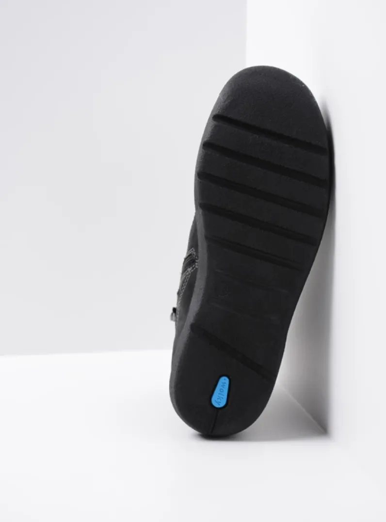 DAMES Wolky Hoge Veterschoenen|Wandelschoenen<Whynot HV - zwart nubuck
