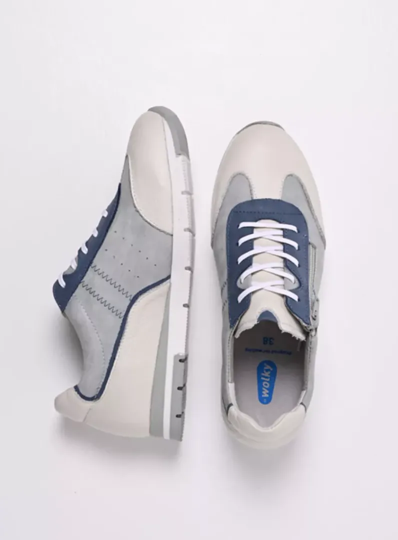 DAMES Wolky Lage Veterschoenen|Sneakers<Yell XW - gebroken wit/denim leer