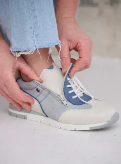 DAMES Wolky Lage Veterschoenen|Sneakers<Yell XW - gebroken wit/denim leer