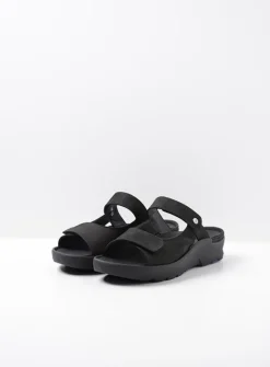 DAMES Wolky Slippers<Zaandam - zwart nubuck