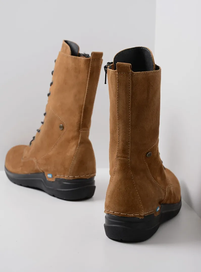 DAMES Wolky Hoge Veterschoenen|Veterlaarzen<Zigzag - cognac suede