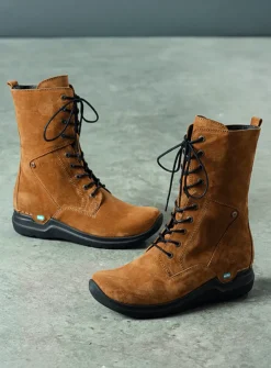 DAMES Wolky Hoge Veterschoenen|Veterlaarzen<Zigzag - cognac suede