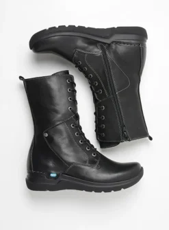 DAMES Wolky Hoge Veterschoenen|Veterlaarzen<Zigzag - zwart leer