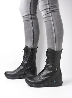 DAMES Wolky Hoge Veterschoenen|Veterlaarzen<Zigzag - zwart leer