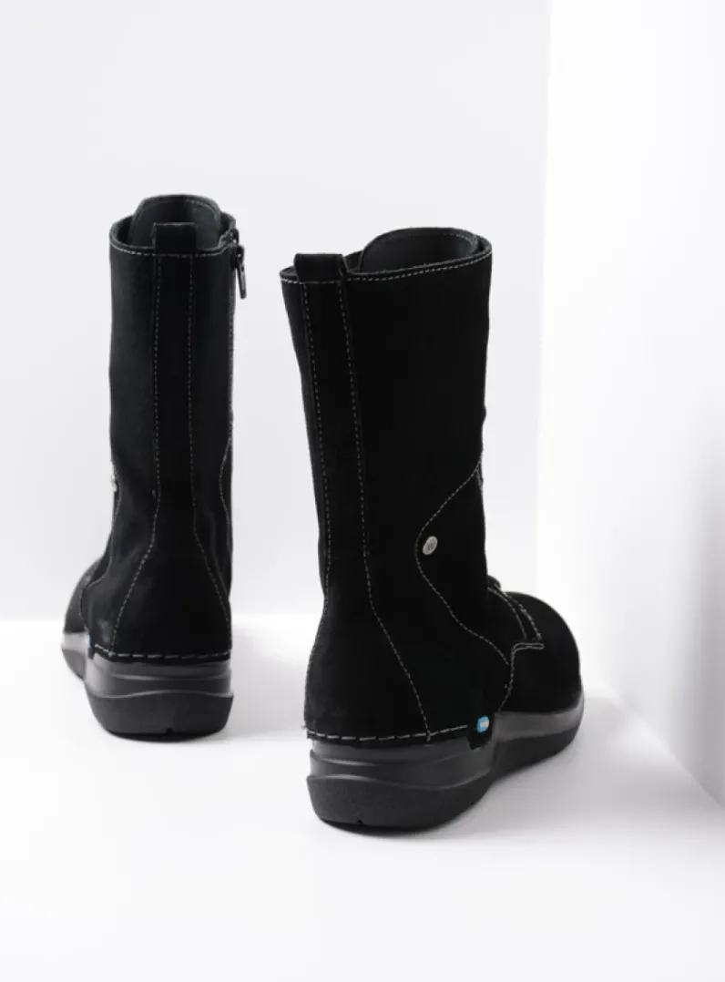 DAMES Wolky Hoge Veterschoenen|Veterlaarzen<Zigzag - zwart suede